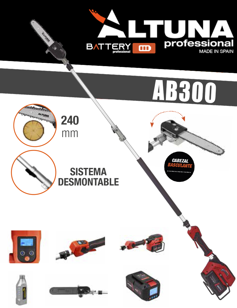 MOTOSIERRA PÉRTIGA A BATERÍA ALTUNA AB300 (240MM) - I.V.A Y PORTES INCLUIDOS