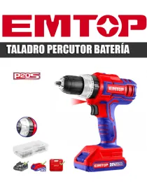 TALADRO PERCUTOR BATERÍA EMTOP - IVA + PORTES INCLUIDOS