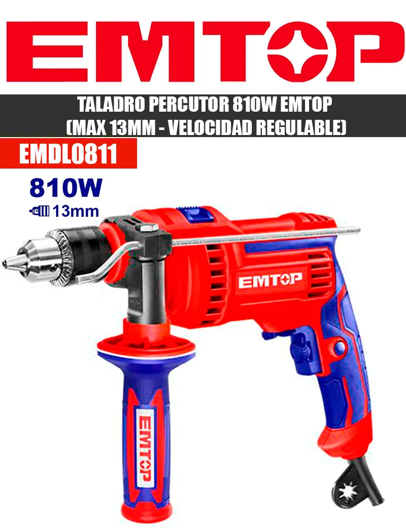 TALADRO PERCUTOR 810W EMTOP EMDL0811 - I.V.A INCLUIDOS