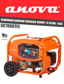 GENERADOR GASOLINA TRIFASICO 7000W / 8.75 KVA - 8.6A