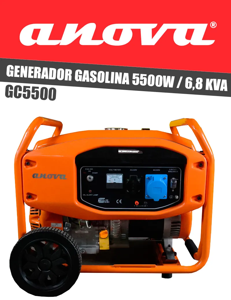 GENERADOR ANOVA GASOLINA 5500W / 6,8 KVA - I.V.A. Y PORTES INCLUIDOS