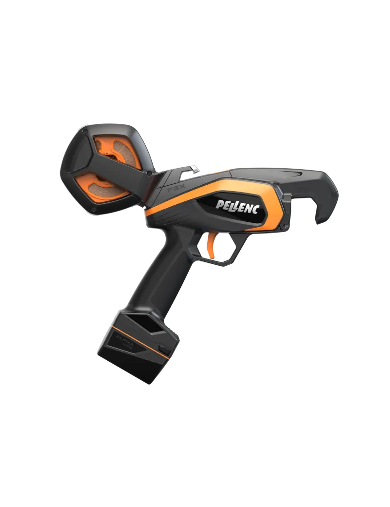 Atadora eléctrica Pellenc F3X-V25 con batería, cargador y kit de transporte