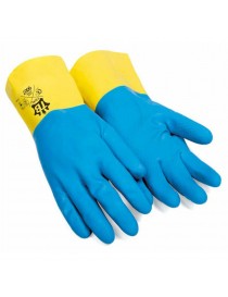 Guantes látex natural bicolor azul/amarillo Modelo 9007